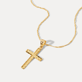 Diamond Cut Cross Necklace