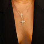 alliciante 14k gold cross crucifiz pendant necklaces stack