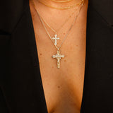 alliciante 14k gold cross crucifiz pendant necklaces stack