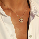 alliciante 14k gold initially in love letter heart pendant necklace