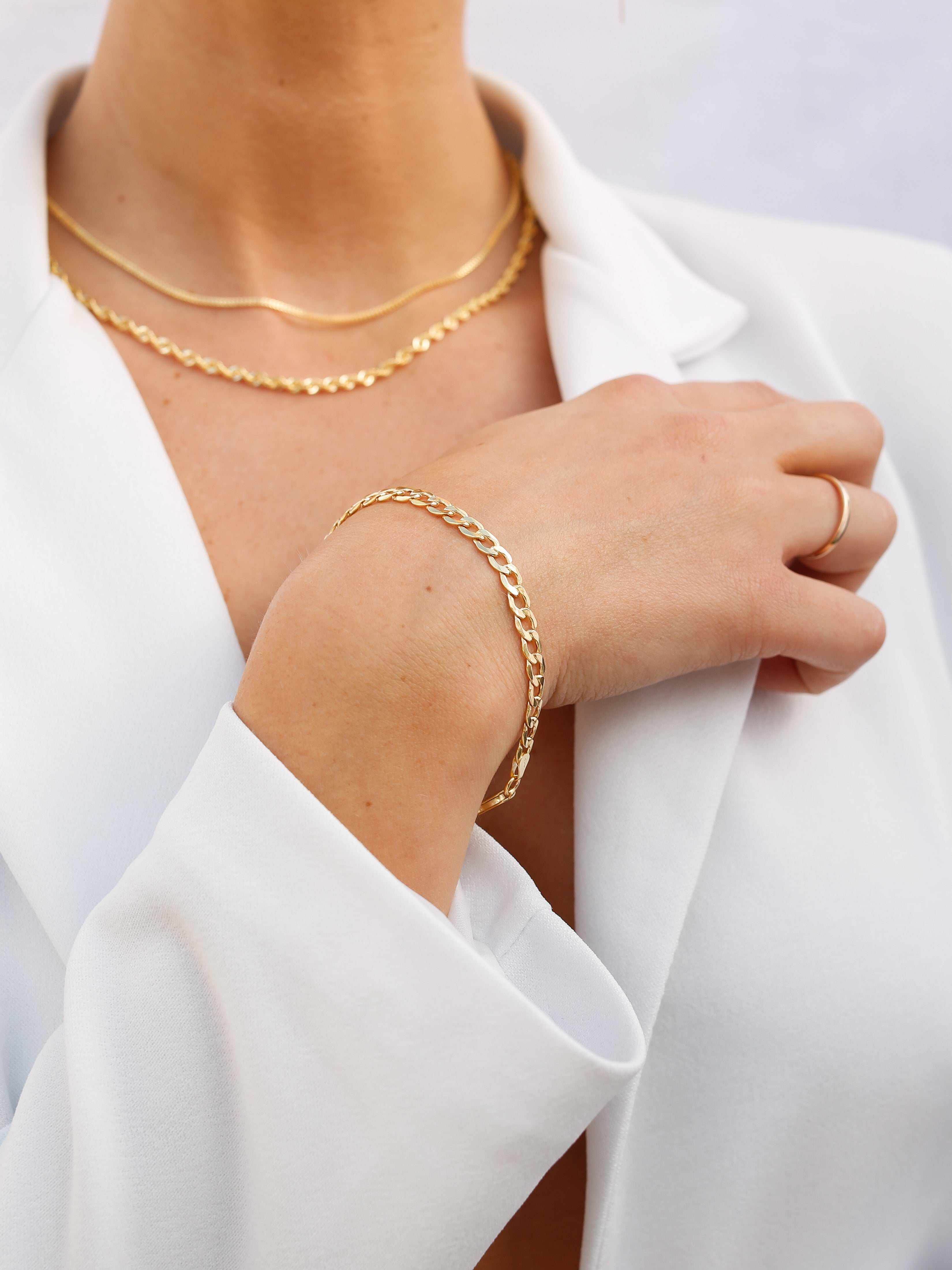 alliciante 14k gold the cuban chain bracelet