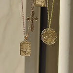 alliciante 14k gold mini santo dove reversible cross pendant necklace