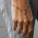 alliciante 14k gold rosary bracelet
