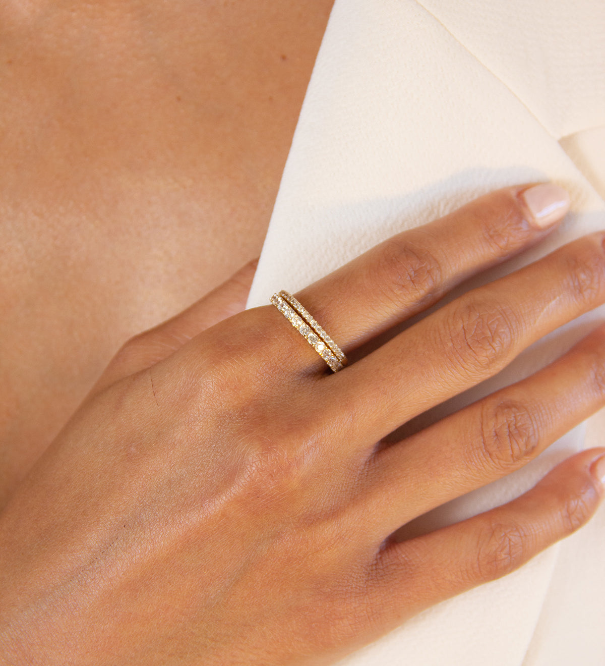 alliciante 14k gold the bling band cubic zirconia ring