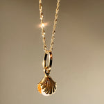 alliciante 14k gold pearl in sea shell pendant necklace