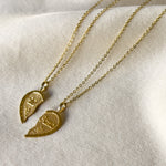 alliciante 14k gold two te amo bff friendship heart necklaces