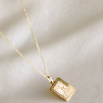 alliciante 14k gold born to fly square pendant necklace