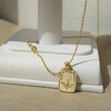 alliciante 14k gold mini santo dove reversible cross pendant necklace