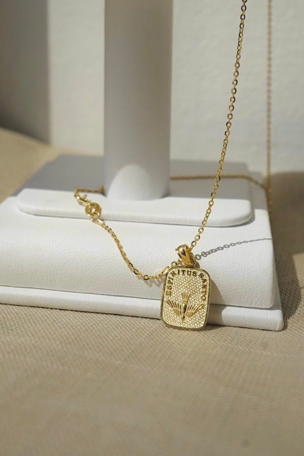 alliciante 14k gold mini santo dove reversible cross pendant necklace