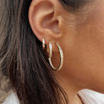 alliciante 14k gold cubic zirconia baguette huggies hoop stack