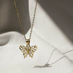 alliciante 14k gold butterfly pendant necklace