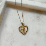 alliciante 14k gold angel heart necklace