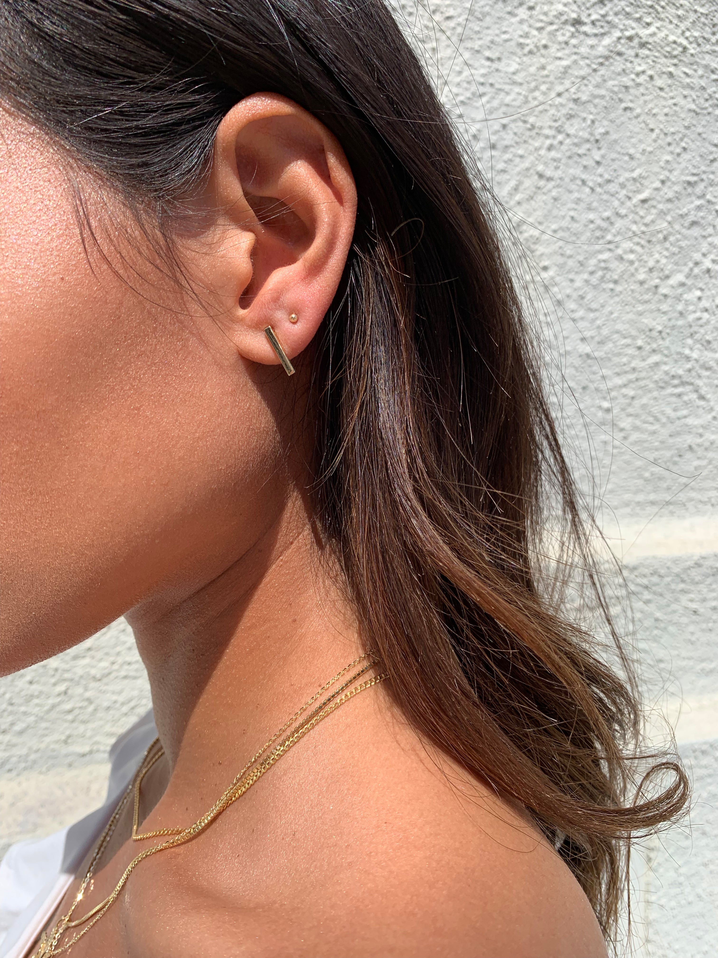 alliciante 14k gold bar studs earrings stack