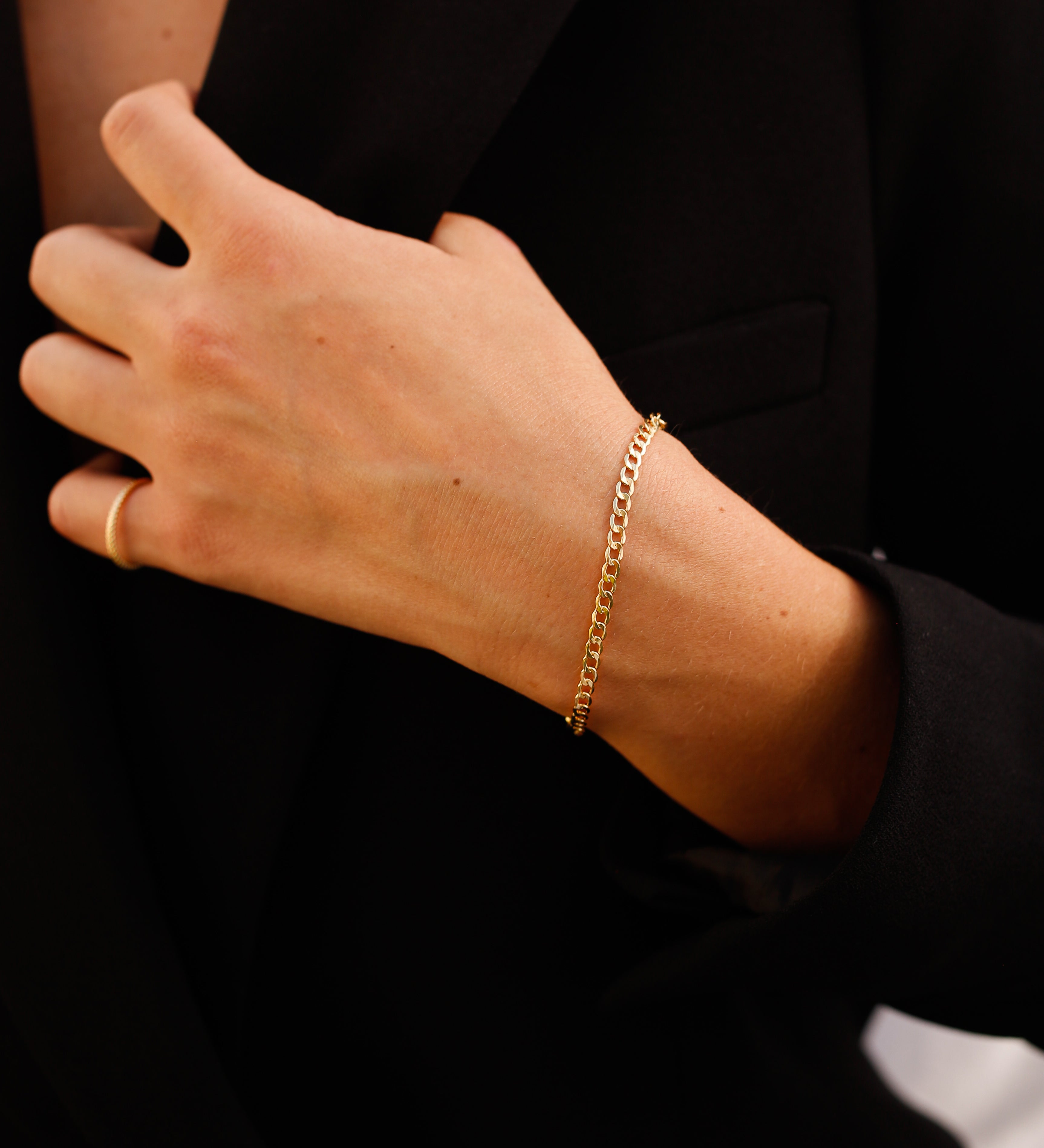 alliciante 14k gold the mini cuban chain bracelet