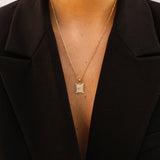 alliciante 14k gold the framed initial pendant necklace