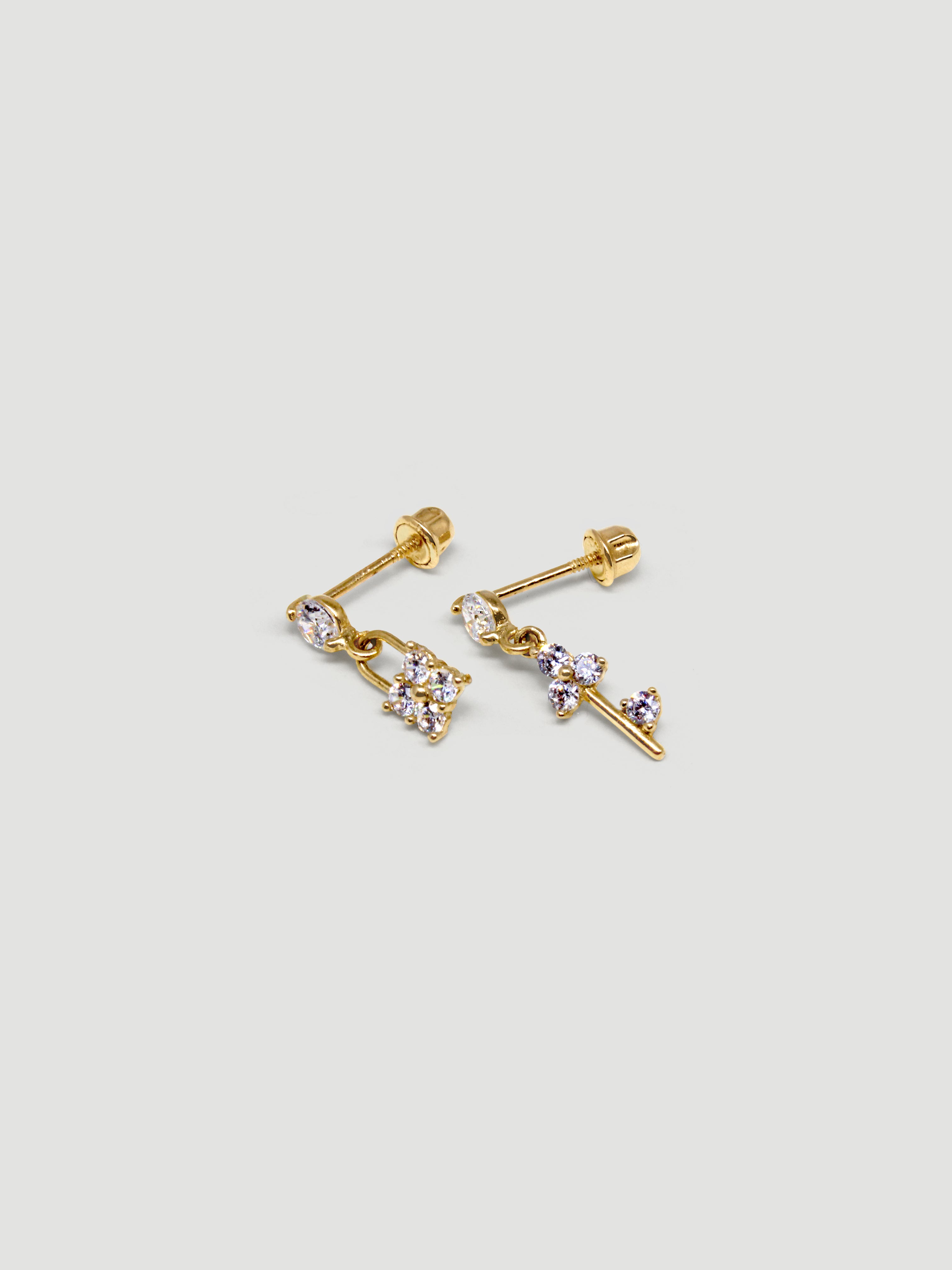 alliciante 14k gold lock key studs huggies earrings
