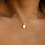sweetheart heart locket necklace 14k white gold silver 