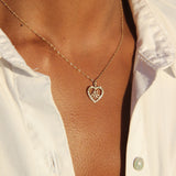 alliciante 14k gold initially in love letter heart pendant necklace