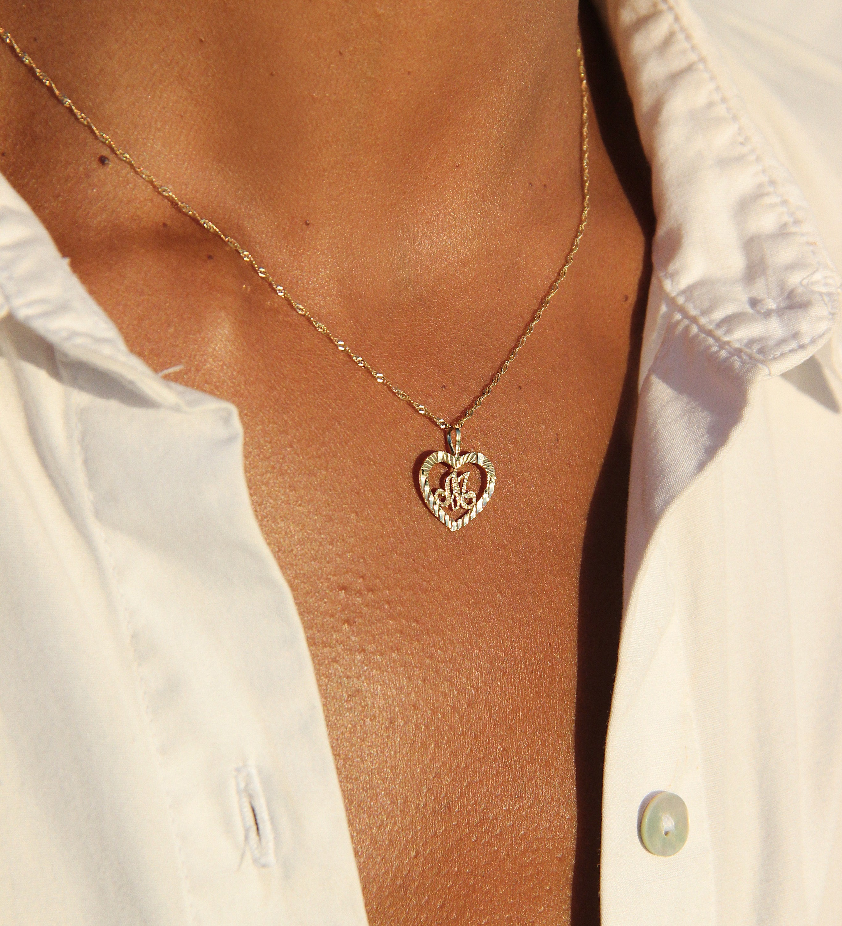 alliciante 14k gold initially in love letter heart pendant necklace