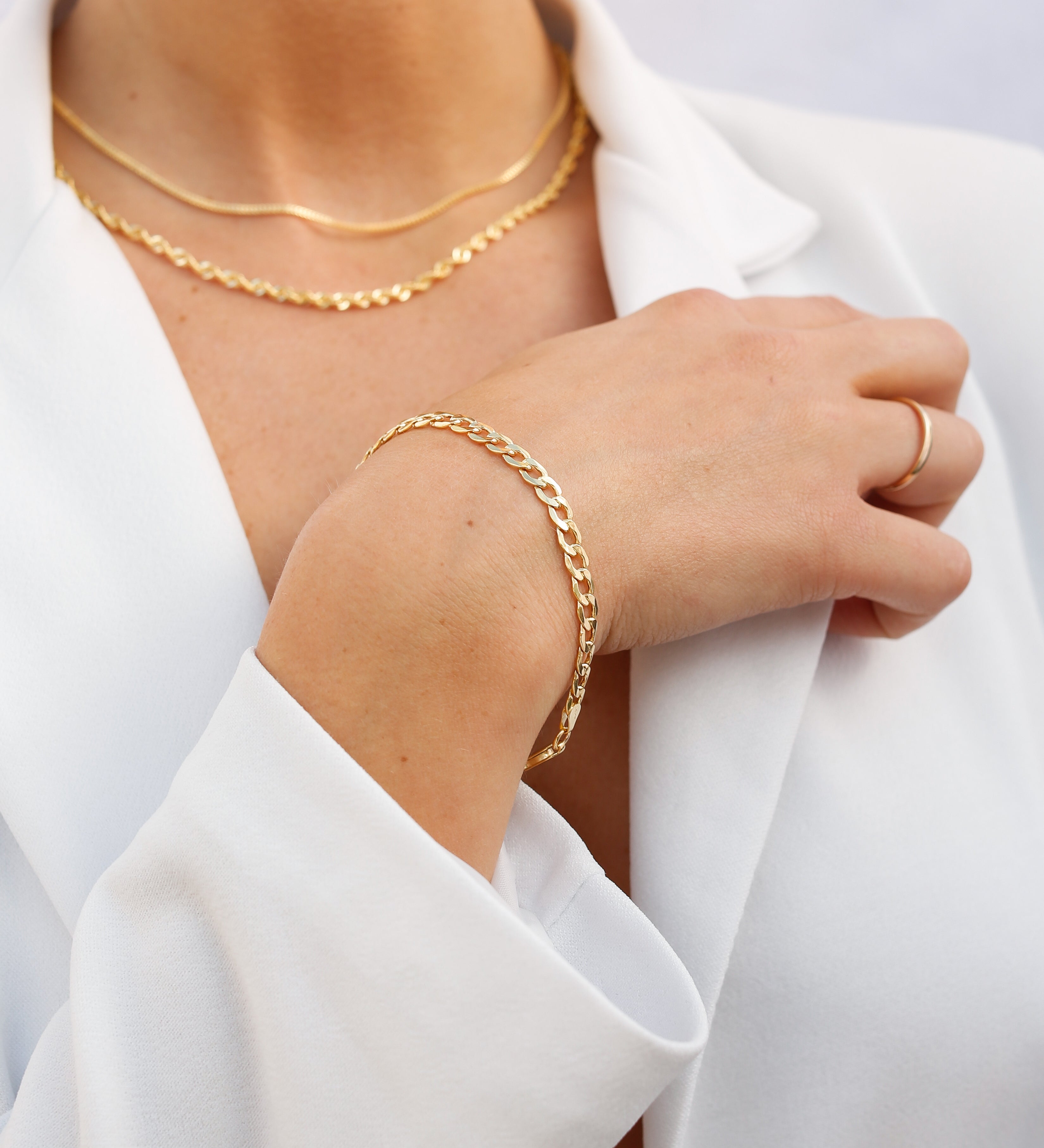 alliciante 14k gold the cuban chain bracelet