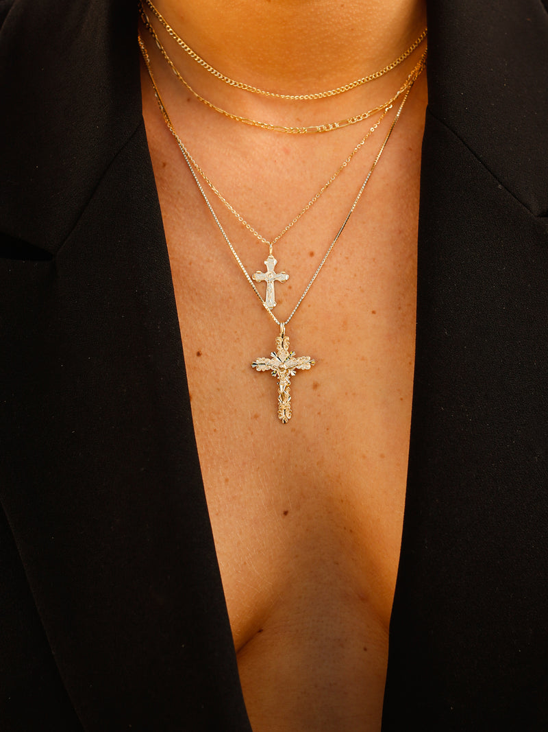 alliciante 14k gold cross crucifiz pendant necklaces stack