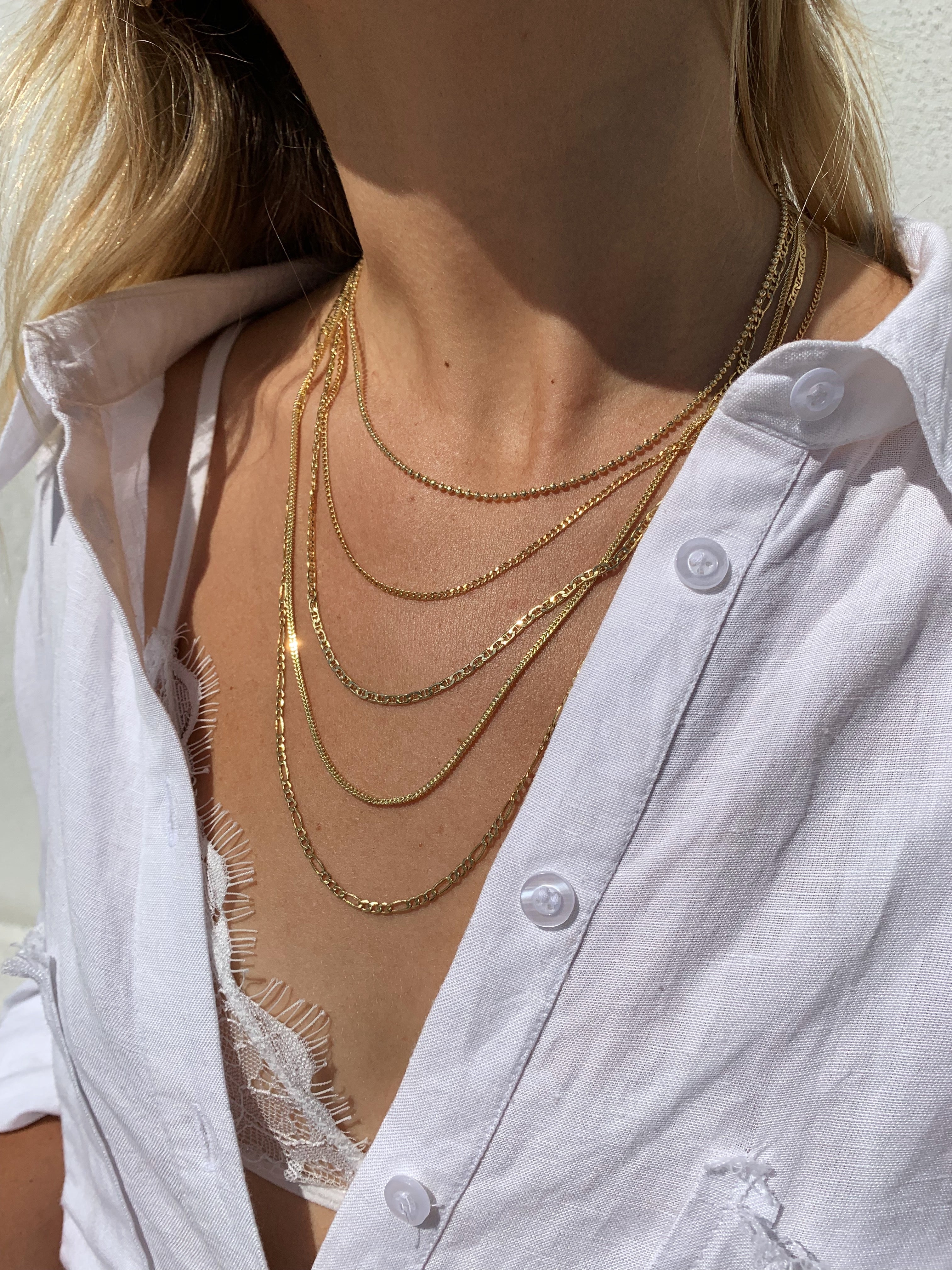 alliciante 14k gold franco chain stack