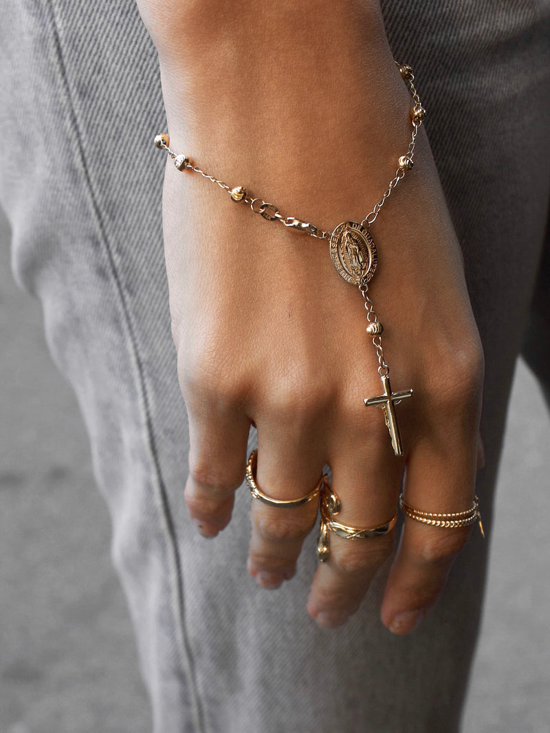 alliciante 14k gold rosary bracelet