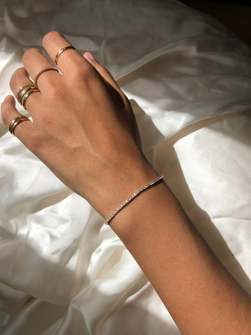 alliciante 14k gold the bling band tennis bracelet cubic zirconiaand ring stack