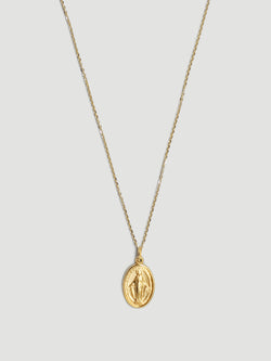 alliciante 14k gold hey mary oval pendant necklace
