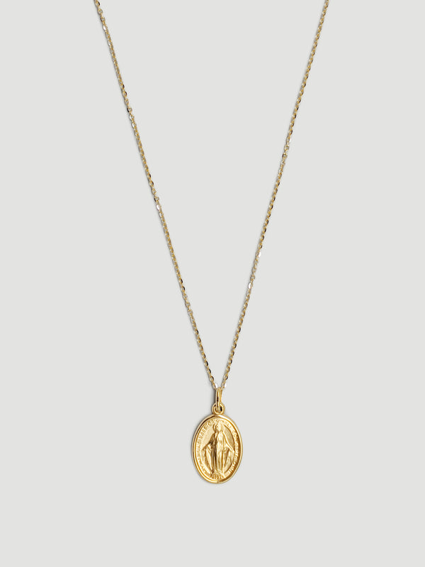 alliciante 14k gold hey mary oval pendant necklace
