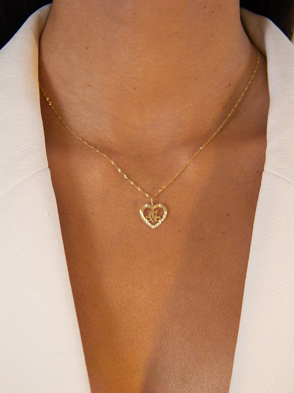 alliciante 14k gold initially in love letter heart pendant necklace