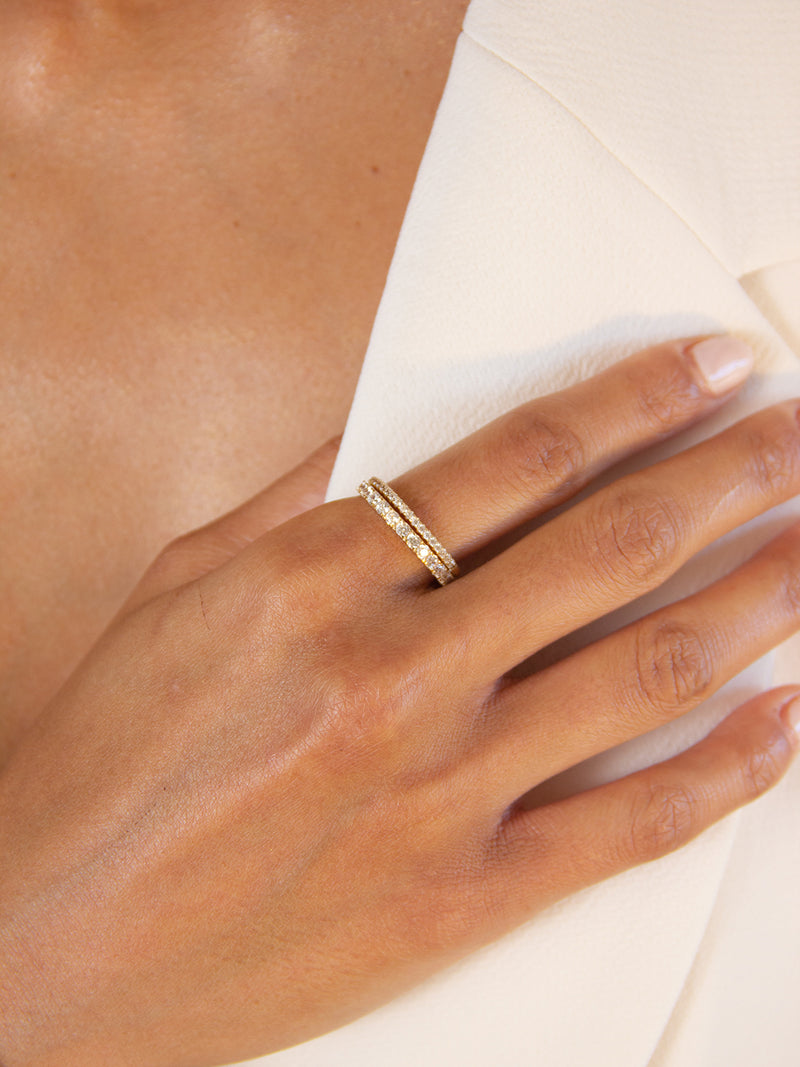 alliciante 14k gold the bling band cubic zirconia ring