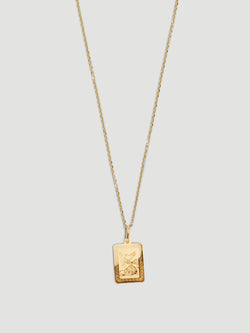 alliciante 14k gold born to fly square pendant necklace