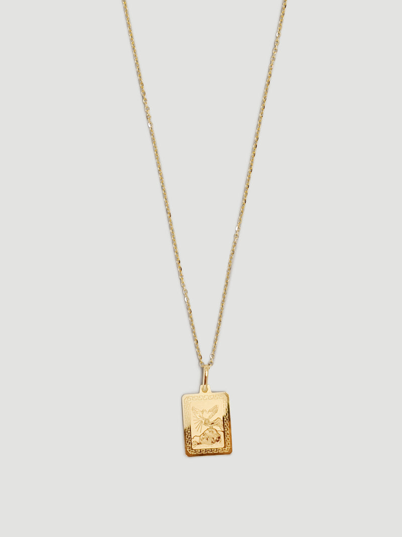 alliciante 14k gold born to fly square pendant necklace