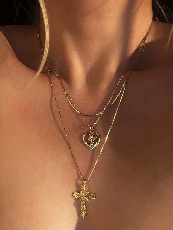 alliciante 14k gold angel heart necklace 
