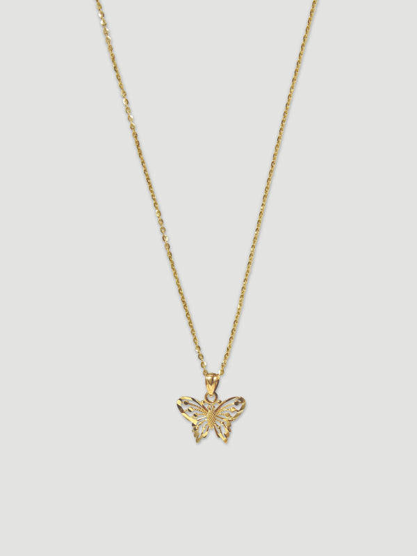 alliciante 14k gold butterfly pendant necklace