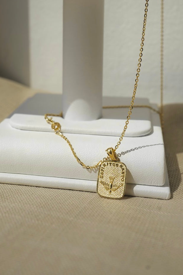 alliciante 14k gold mini santo dove reversible cross pendant necklace 