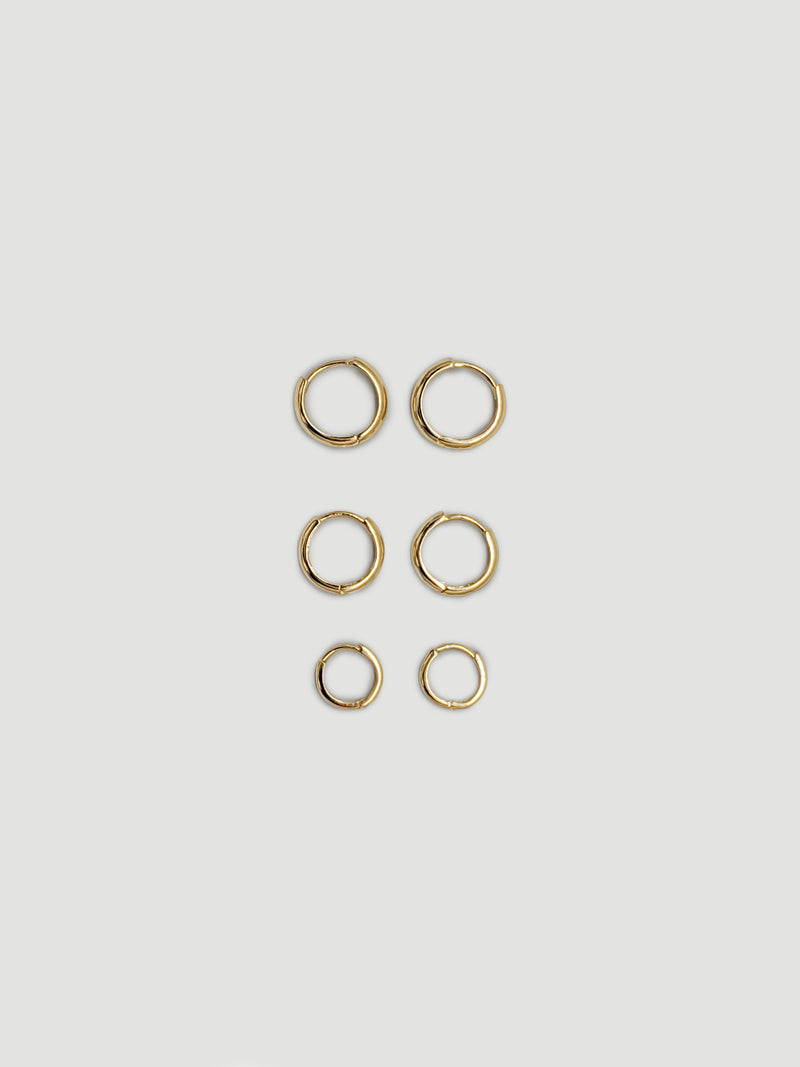 alliciante 14k gold small basic huggies earrings 3 sizes