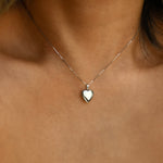 sweetheart heart locket necklace 14k white gold silver 