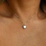 sweetheart heart locket necklace 14k white gold silver 
