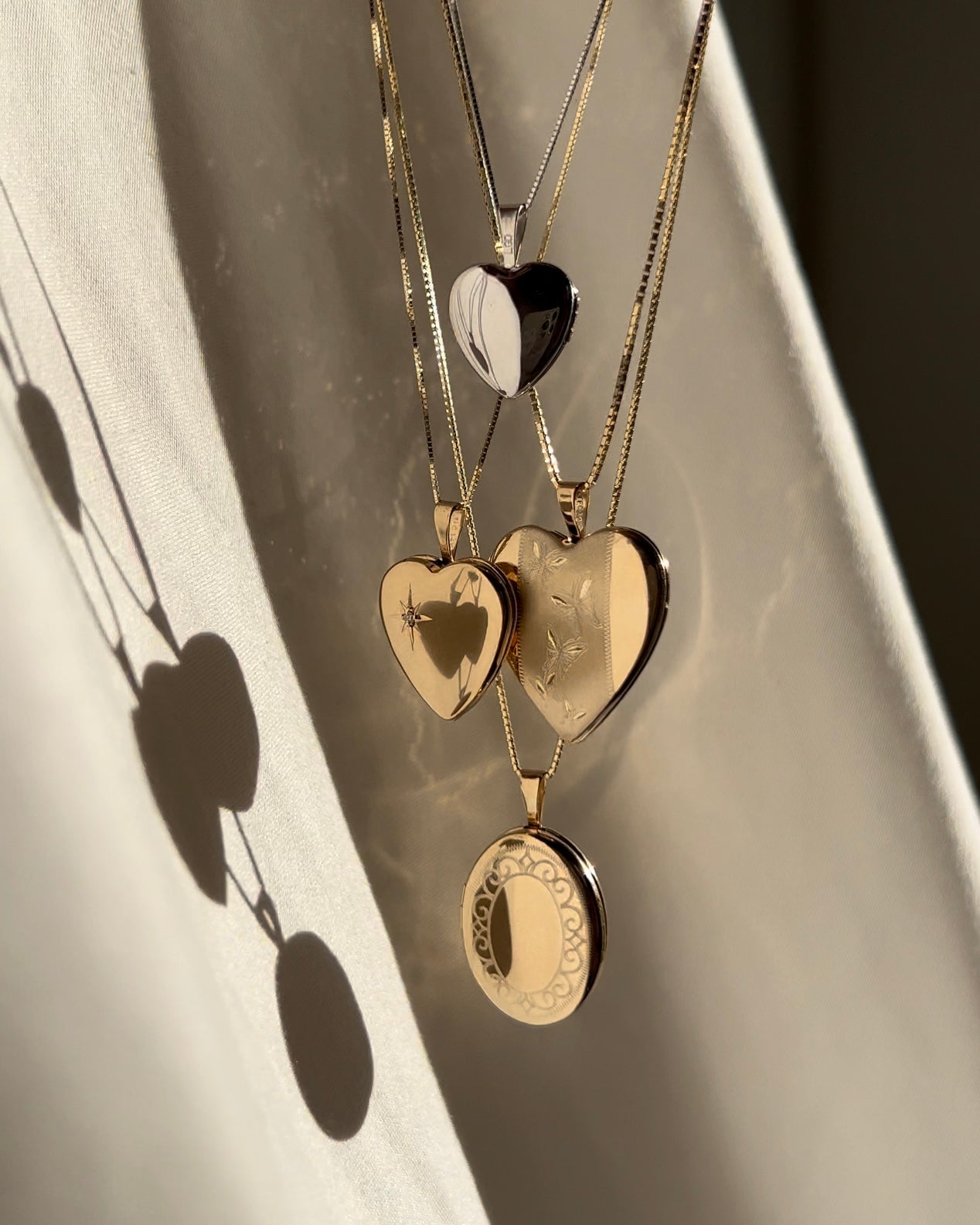 sweetheart heart locket necklace 14k white gold silver 