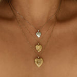 sweetheart heart locket necklace 14k white gold silver 
