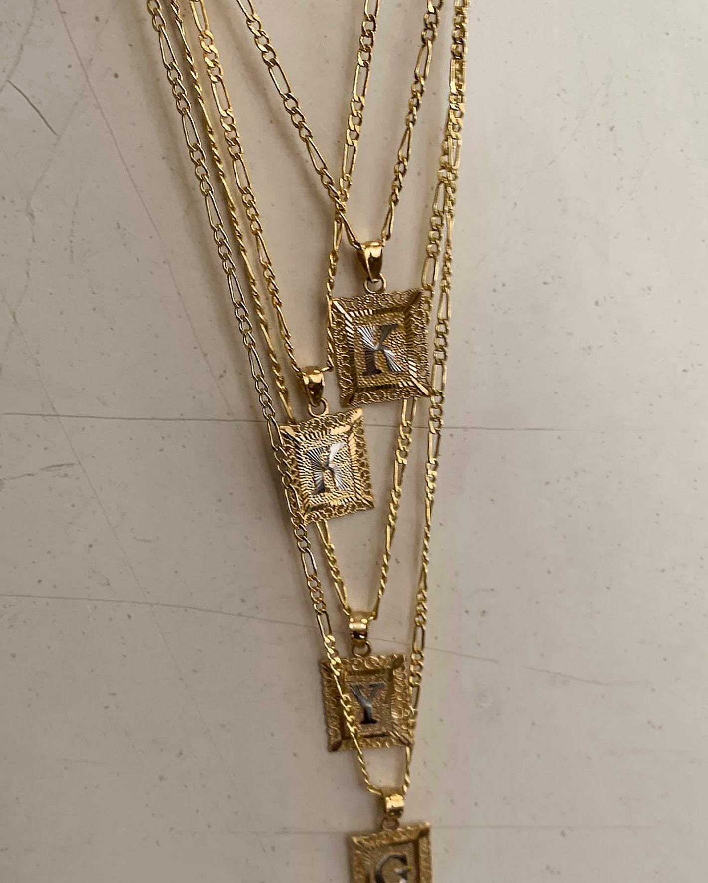 alliciante 14k gold the framed initial pendant necklace