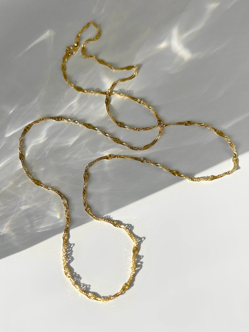 14K gold sunburst singapore chain