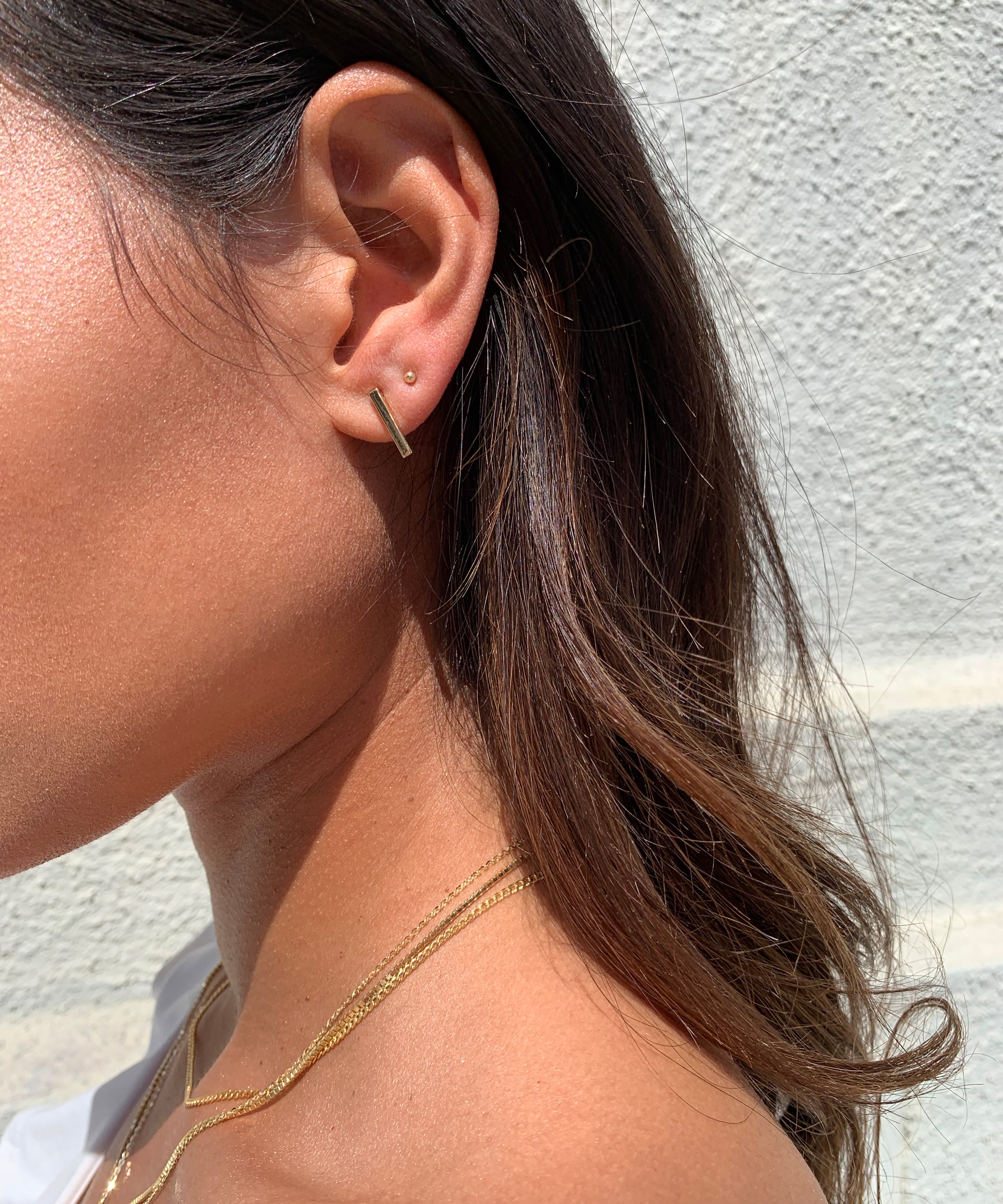 alliciante 14k gold bar studs earrings stack